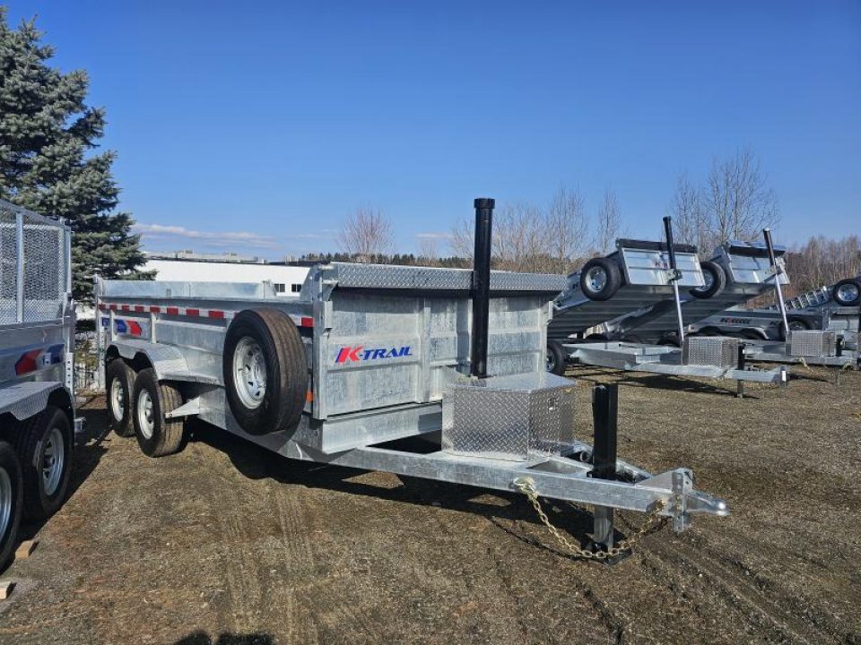 New 2027 K-Trail 82"X16 14K Galvanized Dump Trailer w/ HYDRO JACK ,Ramps, Tarp and Spare Tire Dump Trailer