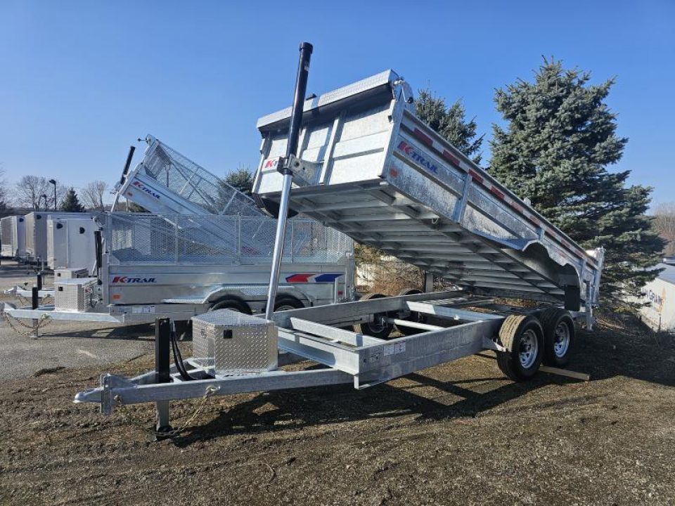 New 2027 K-Trail 82"X16 14K Galvanized Dump Trailer w/ HYDRO JACK ,Ramps, Tarp and Spare Tire Dump Trailer