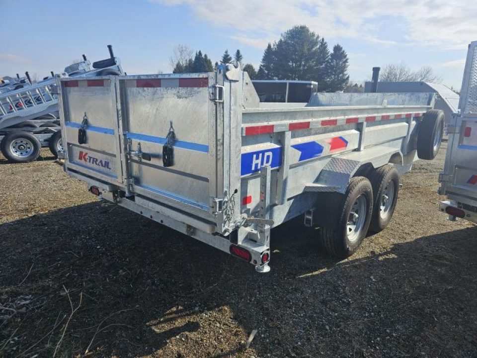New 2027 K-Trail 82"X16 14K Galvanized Dump Trailer w/ HYDRO JACK ,Ramps, Tarp and Spare Tire Dump Trailer