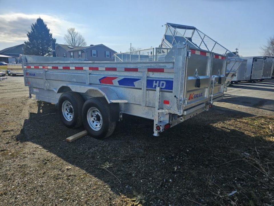 New 2027 K-Trail 82"X16 14K Galvanized Dump Trailer w/ HYDRO JACK ,Ramps, Tarp and Spare Tire Dump Trailer