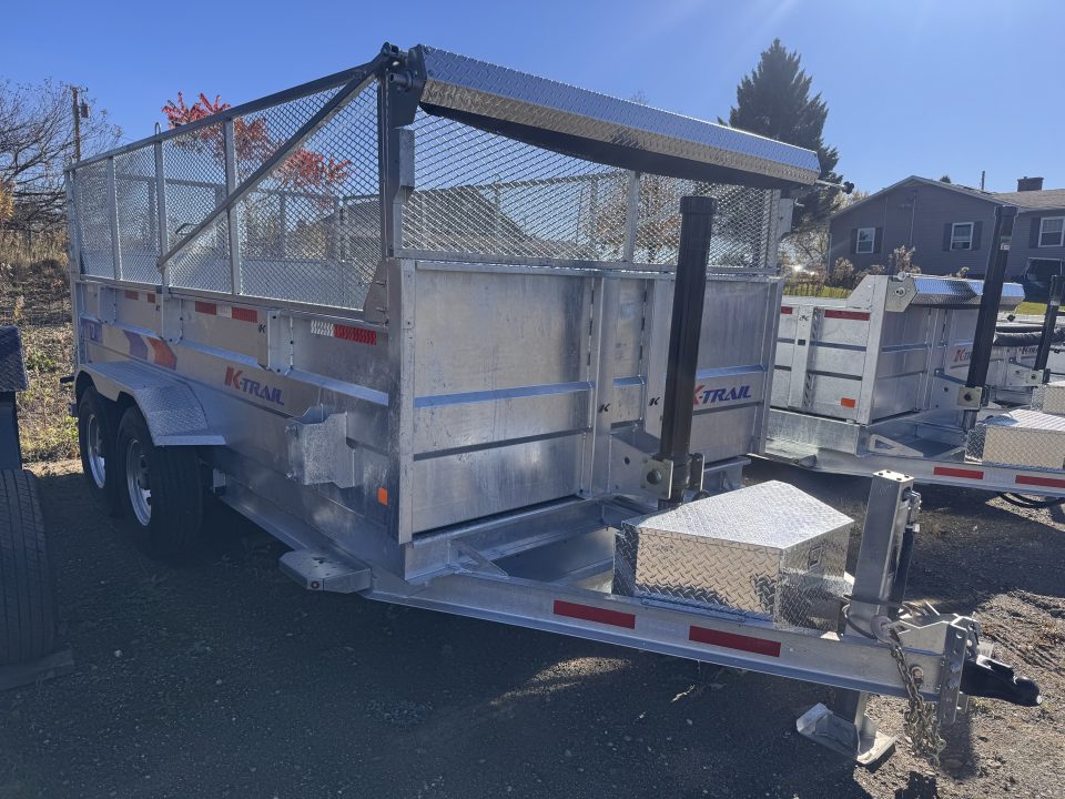 New 2027 K-Trail 82"X16 14K Galvanized Dump Trailer w/ HYDRO JACK ,Ramps, Tarp and Spare Tire & Mesh Sides Dump Trailer
