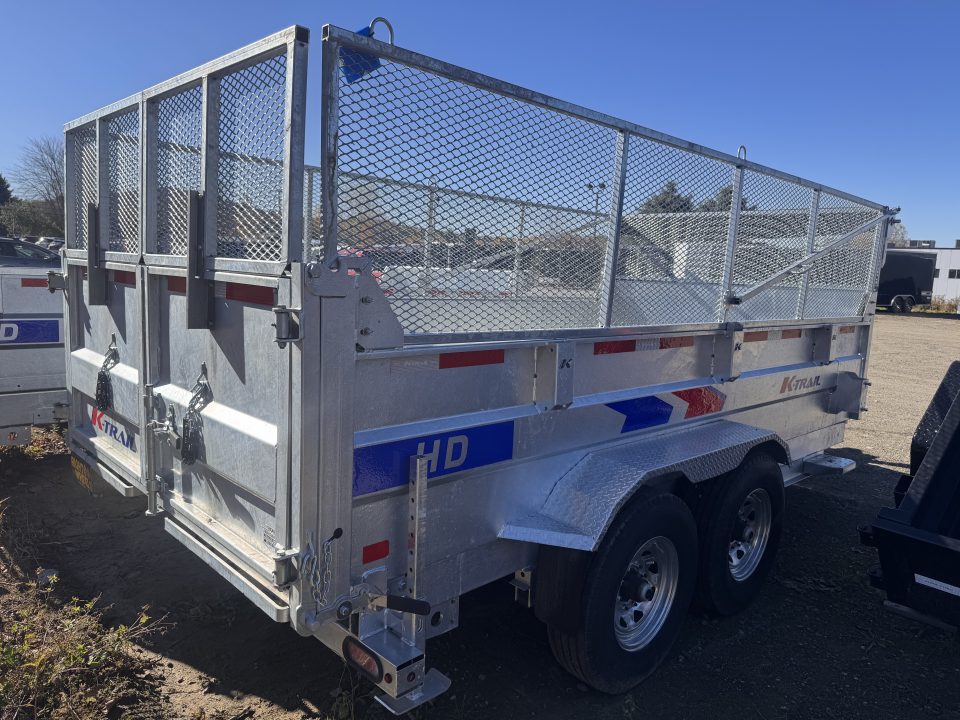 New 2027 K-Trail 82"X16 14K Galvanized Dump Trailer w/ HYDRO JACK ,Ramps, Tarp and Spare Tire & Mesh Sides Dump Trailer