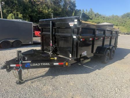 New Load Trail Dump 7x16 16K 4' BP- Black Telescopic W/ Hyd Jack, 7 gauge floor, and 12  OC