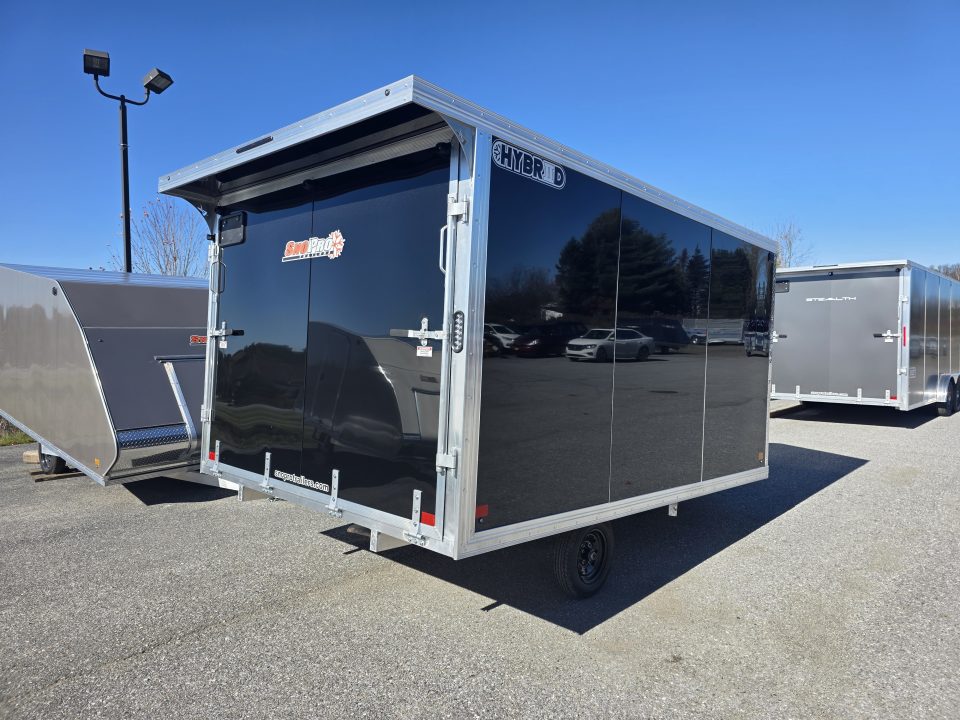 New 2027 SnoPro Trailers 101X14 HYBRID 2.0 w/ 9" EXTRA HEIGHT,REAR CANOPY w/LIGHTS, MATS & GUIDES Snowmobile Trailer