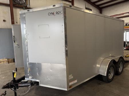 Used 2025 Cynergy Cargo 7X12 Silver Enclosed Cargo Trailer Tandem Axle with 7000 Capacity Cargo / Enclosed Trailer
