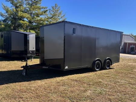 New 2026 8.5x18 Car Hauler- 5200LB Torsion Axle- Charcoal poly-Blackout- Enclosed Trailer