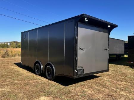 New 2026 8.5x18 Car Hauler- 5200LB Torsion Axle- Charcoal poly-Blackout- Enclosed Trailer