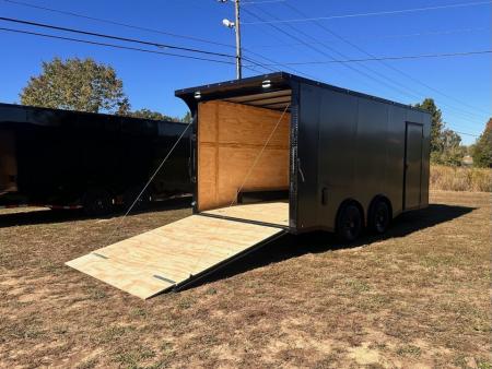 New 2026 8.5x18 Car Hauler- 5200LB Torsion Axle- Charcoal poly-Blackout- Enclosed Trailer