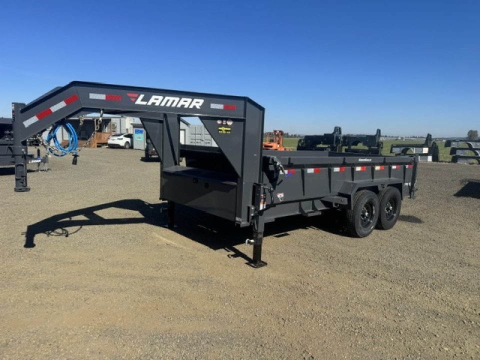 New 2027 LAMAR TRAILERS 83x14 14K DL27 Dump Trailer GOOSENECK 24" SIDES