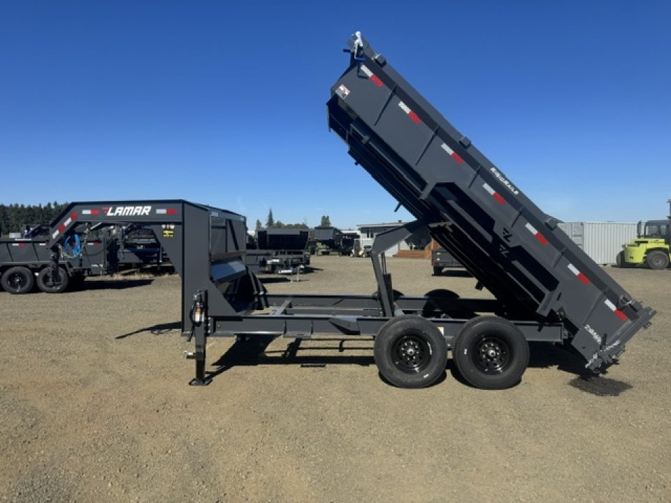 New 2027 LAMAR TRAILERS 83x14 14K DL27 Dump Trailer GOOSENECK 24" SIDES