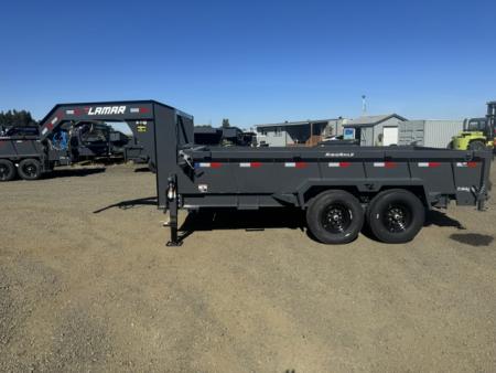 New 2027 LAMAR TRAILERS 83x14 14K DL27 Dump Trailer GOOSENECK 24" SIDES