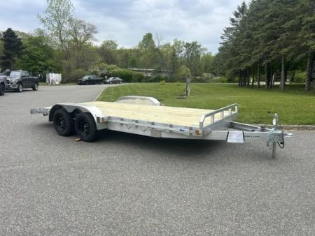 New 2027 ALCOM Open ECO-7X18 Aluminum with Wood Deck Car Hauler