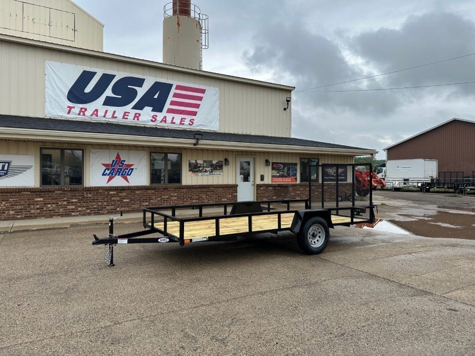 New 2027 AMO 82X14 3k LED & Spring Assist Fold Flat Gate Landscape Trailer