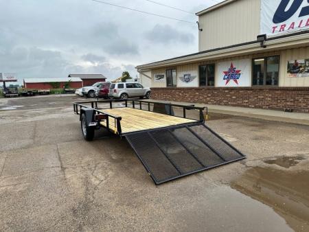 New 2027 AMO 82X14 3k LED & Spring Assist Fold Flat Gate Landscape Trailer