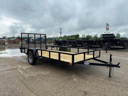 New 2027 AMO 82X14 3k LED & Spring Assist Fold Flat Gate Landscape Trailer