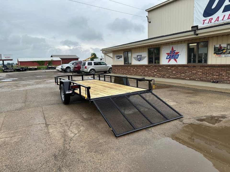 New 2027 AMO 82X14 3k LED & Spring Assist Fold Flat Gate Landscape Trailer