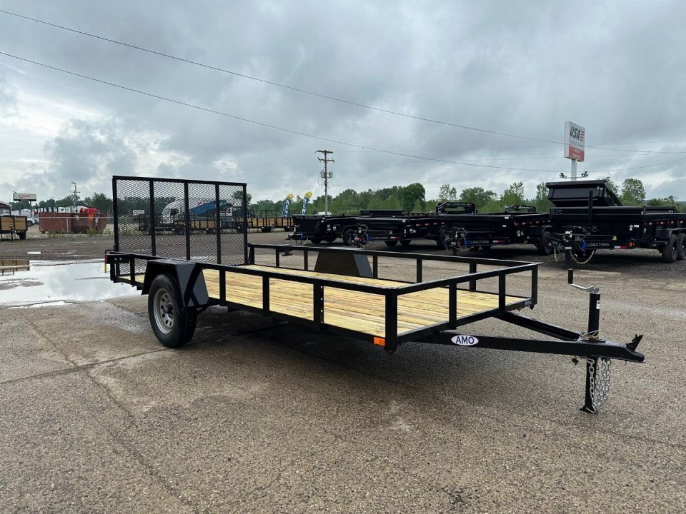 New 2027 AMO 82X14 3k LED & Spring Assist Fold Flat Gate Landscape Trailer