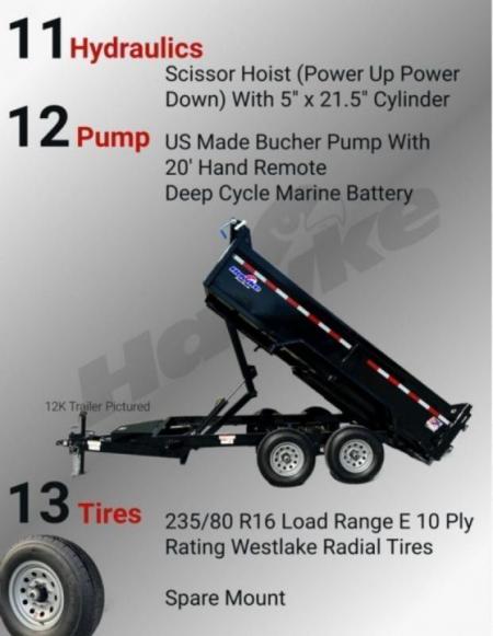 New 2026 Hawke Trailers 7X14 14K Low Pro Dump Trailer