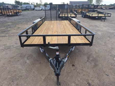 New 2027 AMO 76x16 2 Axle Brake Landscape Trailer W/ Led Lights and Spring Assist Gate