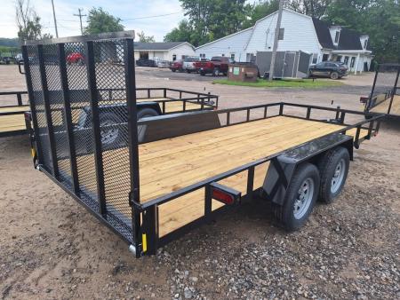 New 2027 AMO 76x16 2 Axle Brake Landscape Trailer W/ Led Lights and Spring Assist Gate