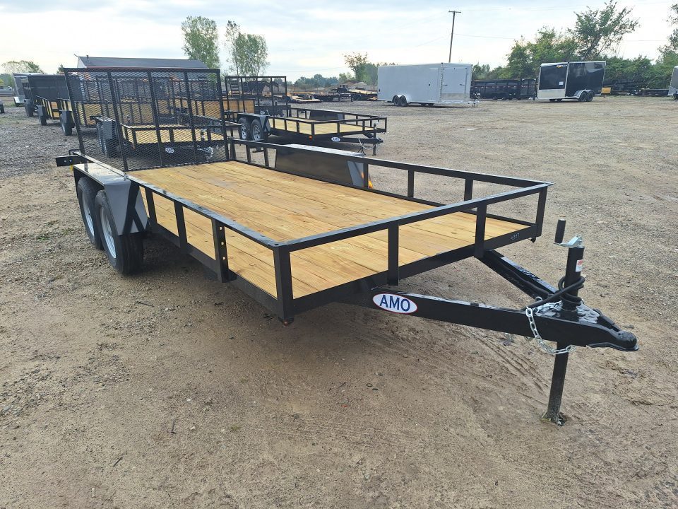 New 2027 AMO 76x16 2 Axle Brake Landscape Trailer W/ Led Lights and Spring Assist Gate