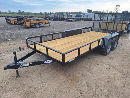 New 2027 AMO 76x16 2 Axle Brake Landscape Trailer W/ Led Lights and Spring Assist Gate