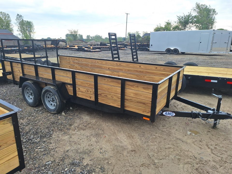 New 2027 AMO 82x16 Tandem Axle Woodside Utility Trailer W/Led Lights and Spring Assist Gate