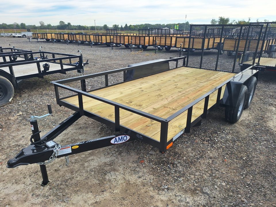 New 2027 AMO 76x14 Tandem axle Landscape Trailer W/ Led Lights and Spring Assist Gate