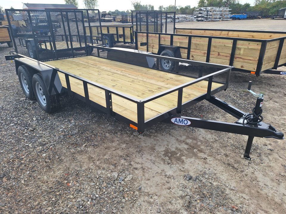New 2027 AMO 76x14 Tandem axle Landscape Trailer W/ Led Lights and Spring Assist Gate