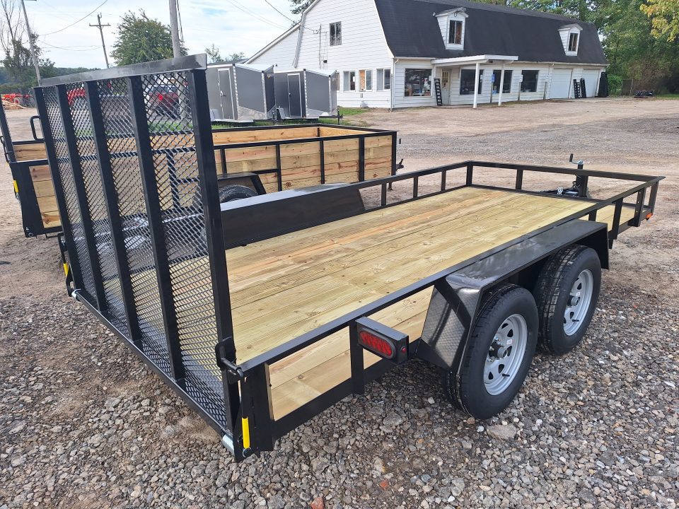 New 2027 AMO 76x14 Tandem axle Landscape Trailer W/ Led Lights and Spring Assist Gate