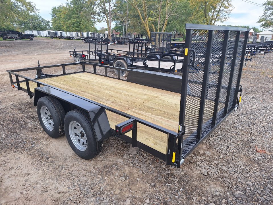 New 2027 AMO 76x14 Tandem axle Landscape Trailer W/ Led Lights and Spring Assist Gate
