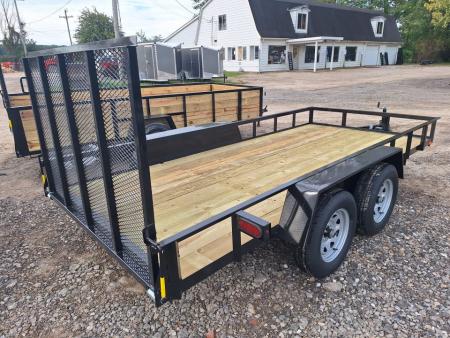 New 2027 AMO 76x14 Tandem axle Landscape Trailer W/ Led Lights and Spring Assist Gate