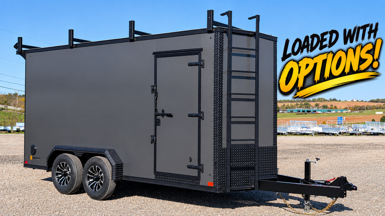New 2027 BELMONT 7x16 HD V-Nose Contractor Cargo Trailer w/ Ramp Door