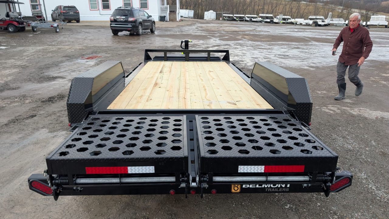 New 2027 Belmont 16' (13+3) HD Lo Pro Equipment Trailer w/ Full Width Wedge Ramps