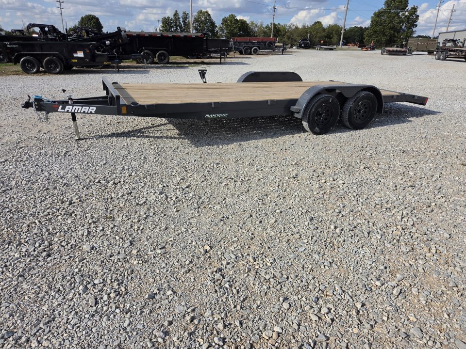 New 2027 Lamar 83X20 TANDEM 7K CAR HAULER W/2' STEEL DOVE & SLIDE OUT RAMPS