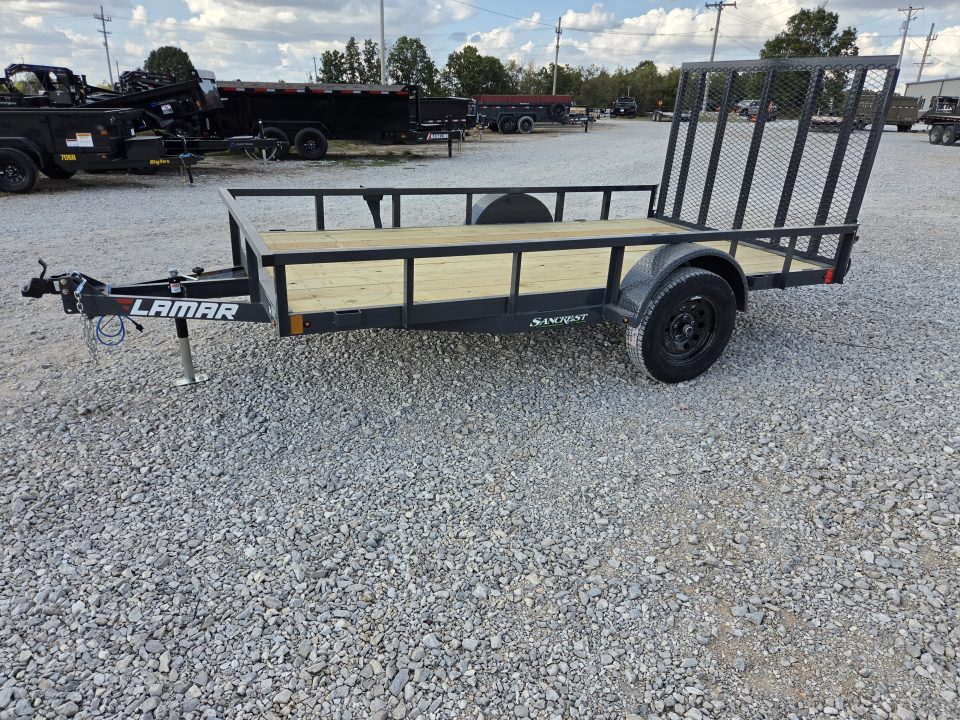 New 2027 Lamar 77X12 SINGLE 3.5K TUBETOP UTILITY W/4" CHANNEL FRAME & 4' SPRING GATE