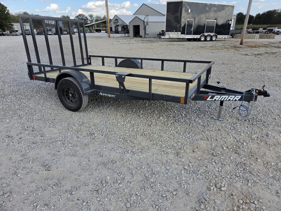 New 2027 Lamar 77X12 SINGLE 3.5K TUBETOP UTILITY W/4" CHANNEL FRAME & 4' SPRING GATE