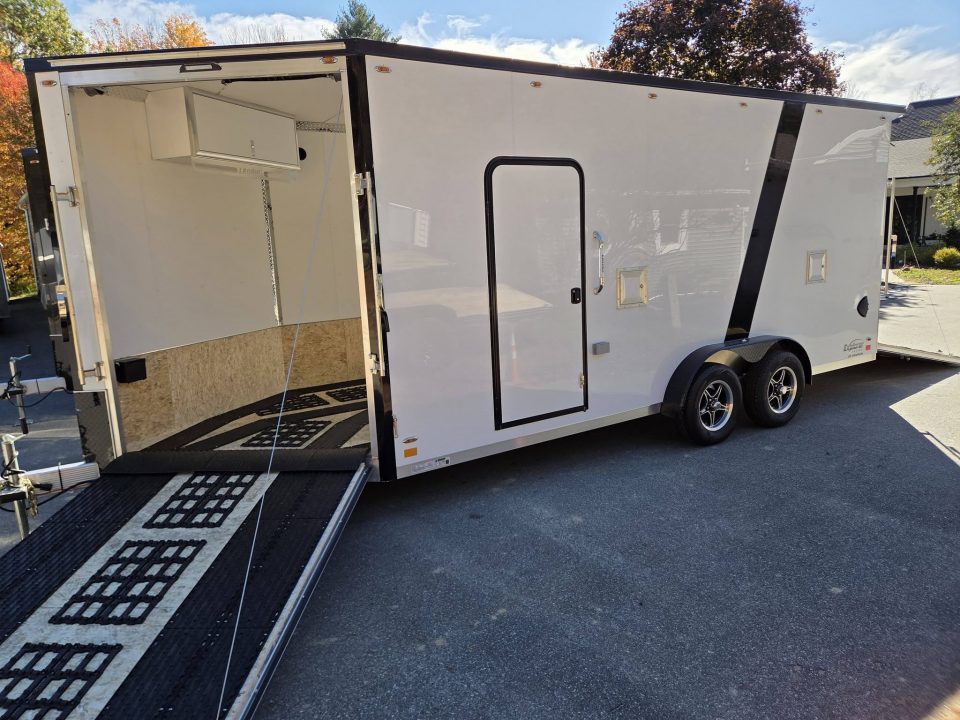 New 2027 Legend Trailers 7.5x18 3 place snowmobile trailer extra height sxs atv motorcycle Snowmobile Trailer
