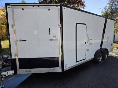 New 2027 Legend Trailers 7.5x18 3 place snowmobile trailer extra height sxs atv motorcycle Snowmobile Trailer