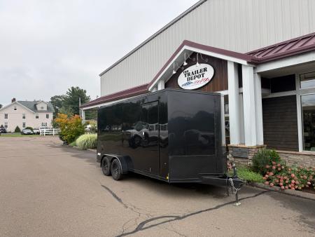 Used Pace American 7' x 16' + V-Nose Enclosed Cargo Trailer with Ramp Door 7K