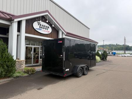 Used Pace American 7' x 16' + V-Nose Enclosed Cargo Trailer with Ramp Door 7K