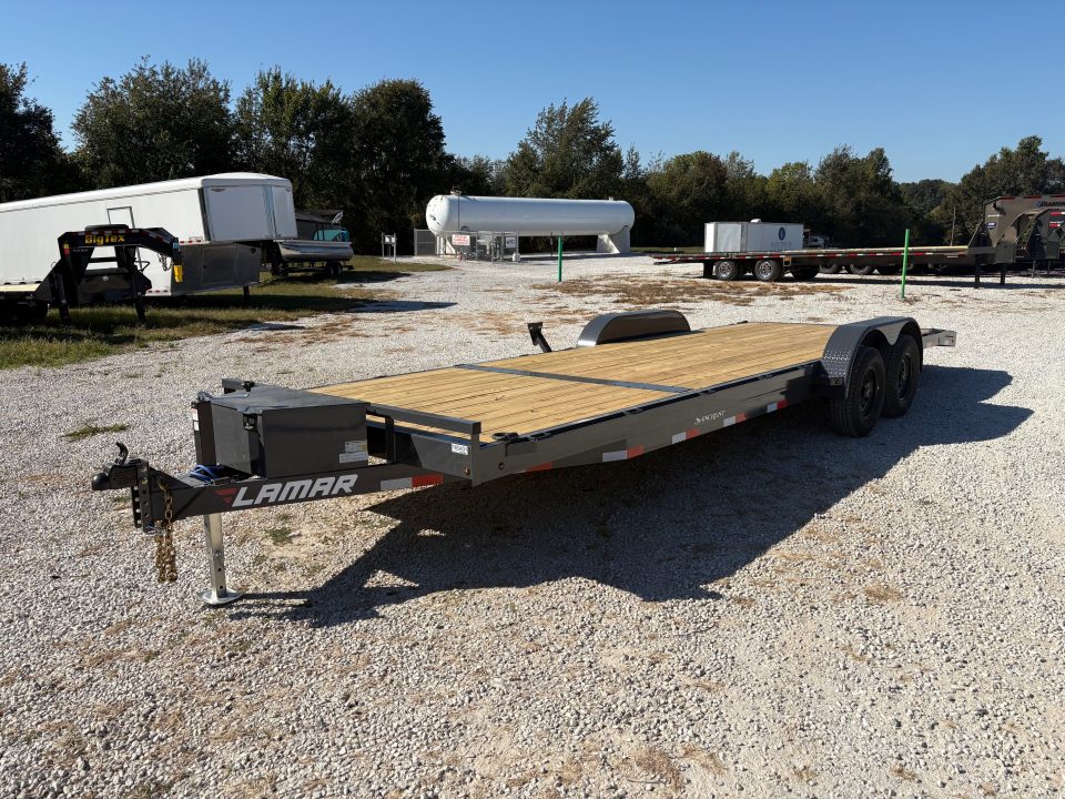 New 2027 Lamar 83x24 Tandem 10K Carhauler w/ 2' Dove & Slide In Ramps