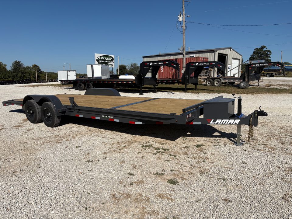 New 2027 Lamar 83x24 Tandem 10K Carhauler w/ 2' Dove & Slide In Ramps