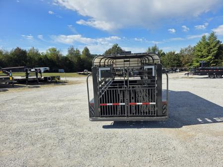 New 2026 Neckover 6'8 X 20 TANDEM GN LIVESTOCK W/ 1 CUT GATE/ BUTTERFLY REAR/ TARP TOP/ RUBBER FLOOR/ 6'8X20 Stock