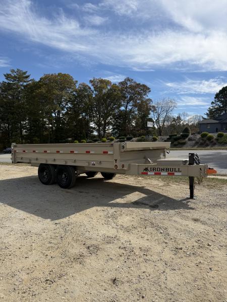 New 2027 IIron Bull DDP9616072 Dump Trailer / 8X16 DECKOVER DUMP / 18  FOLD DOWN SIDES / RAMPS/ TARP / SCISSOR HOIST / 2-7,000# ELECTRIC BRAKE AXLES / TAN IN COLOR