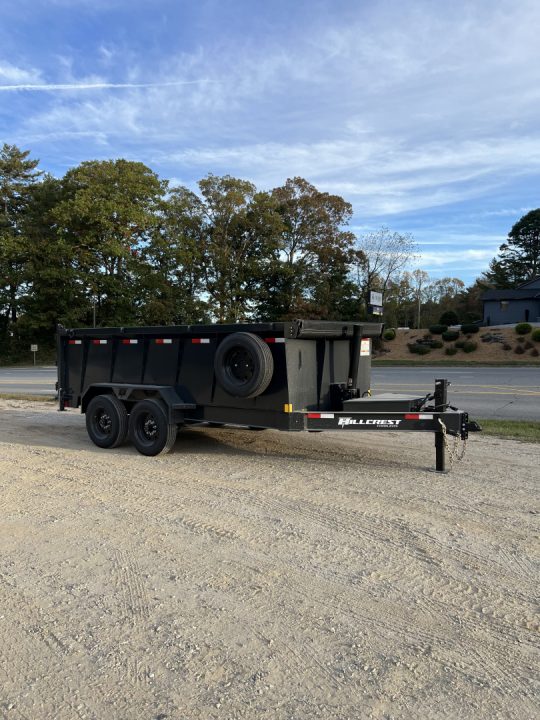 New 2027 Hillcrest Trailers 176716SDH Dump Trailer / 7' WIDE X 16' LONG / 40" HIGH SIDES / TELESCOPIC HOIST / COMBO REAR GATES / SLIDE OUT RAMPS / 215/75R17.5 16 PLY TIRES / HYDRAULIC JACK