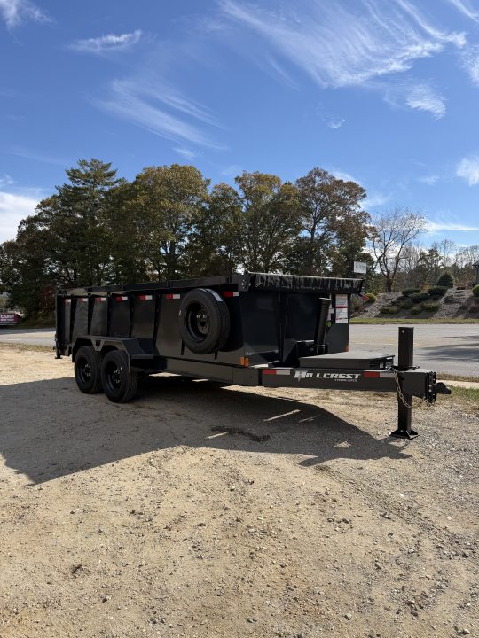 New 2027 Hillcrest Trailers 176716SDH Dump Trailer / 7' WIDE X 16' LONG / 40" HIGH SIDES / TELESCOPIC HOIST / COMBO REAR GATES / SLIDE OUT RAMPS / 215/75R17.5 16 PLY TIRES / HYDRAULIC JACK