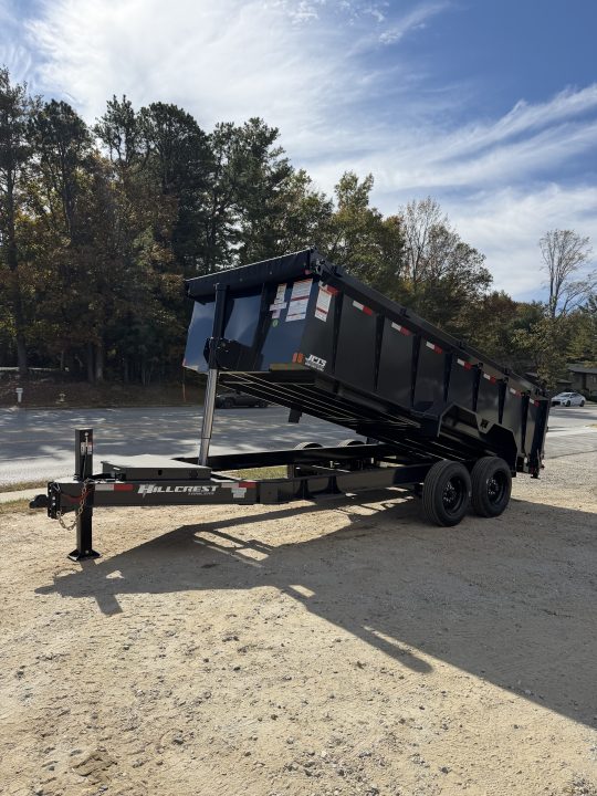 New 2027 Hillcrest Trailers 176716SDH Dump Trailer / 7' WIDE X 16' LONG / 40" HIGH SIDES / TELESCOPIC HOIST / COMBO REAR GATES / SLIDE OUT RAMPS / 215/75R17.5 16 PLY TIRES / HYDRAULIC JACK