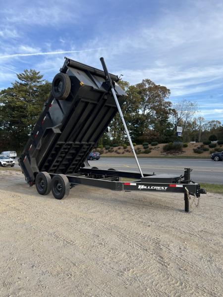 New 2027 Hillcrest Trailers 176716SDH Dump Trailer / 7' WIDE X 16' LONG / 40" HIGH SIDES / TELESCOPIC HOIST / COMBO REAR GATES / SLIDE OUT RAMPS / 215/75R17.5 16 PLY TIRES / HYDRAULIC JACK