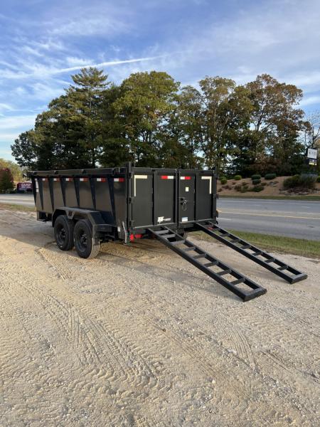 New 2027 Hillcrest Trailers 176716SDH Dump Trailer / 7' WIDE X 16' LONG / 40" HIGH SIDES / TELESCOPIC HOIST / COMBO REAR GATES / SLIDE OUT RAMPS / 215/75R17.5 16 PLY TIRES / HYDRAULIC JACK